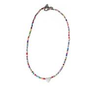 carotoe Gargantilla colorida con cuentas de flores de amor, cadena de clavícula azul para mujeres y niñas, joyería hecha a mano