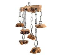 carotoe Juguete masticable interactivo para pájaros, textura de madera, cuidado de billetes, plan para colgar, aliento mental, muñecas masticables de madera para plumas