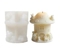 carotoe Molde de silicona de casa de hongos de liebre, resistente a la temperatura, silicona de Navidad para jabón, chocolate, hornear, hongos, casa fundida
