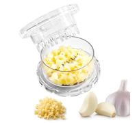 carotoe Prensa de ajo portátil y picadora de ajos, herramienta de picadora manual transparente para jengibre, cebolla, nueces, herramienta de cocina manual sin esfuerzo, prensa portátil y picadoras