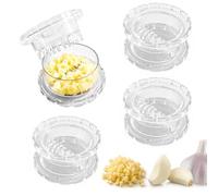 carotoe Prensa de ajo portátil y picadora de ajos, herramienta de picadora manual transparente para jengibre, cebolla, nueces, herramienta de cocina manual sin esfuerzo, prensa portátil y picadoras