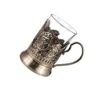 carotoe Ruso Podstakannik - Juego de vasos de té caliente de cristal con soportes de vidrio de metal, diseño retro, para mujeres y hombres, Podstakannik ruso