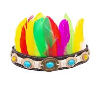 carotoe Tocado de cuero de estilo indio con incrustaciones de pluma, para festivales de música, fiestas temáticas, carnavales, uso de plumas
