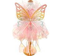 carotoe Vestido para mascotas para perros pequeños y gatos, diseño de mariposas de cuentos de hadas para bichones de razas pequeñas, vestido de novia para mascotas