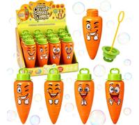 Carotte Pomperos para Niños Set 12 Piezas Mini Pompas De Jabon Diseño Zanahoria Juguete Cumpleaños Regalo Invitados Niños Niñas Exterior