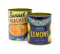 Carousel Home Juego de 2 latas de almacenamiento de frutas de estilo retro vintage | 2 latas de réplica de latas decorativas para alimentos | Latas de almacenamiento de metal