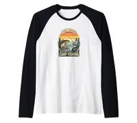 Carp Fishing Motivo de Carpa Vintage Tu Suerte Pescando Camiseta Manga Raglan