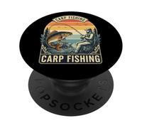 Carp Fishing Motivo de Carpa Vintage Tu Suerte Pescando PopSockets PopGrip Adhesivo