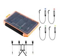 Carp Fishing Swingers - No Light Fishings Bite Alarm with Two Chains 4X | with Storage Box Multi-Functional Tensioner Alerts for Pond