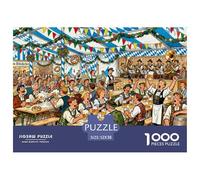 Carpa de Cerveza del Oktoberfest de Múnich Puzzle De Madera Impermeable DIY Puzzles De 1000 Piezas Regalos para Adultos Imposible Rompecabezas Juegos Educativos