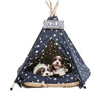 Carpa de Tipi para Perros, Tienda de campaña de Tipi Lavable para Gatos, Carpas, Perros, Gatos, Cama, casa de Juego con cojín extraíble Lavable fácil de Montar, 50 x 50 x 60 cm