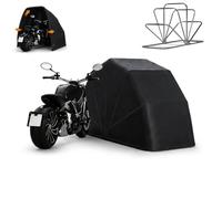 Carpa Garaje para Moto con Marco Reforzado de Acero Inoxidable 20mm, Protección Impermeable 600D con Candado de Suelo y Doble Ventana Lateral, Alta Estabilidad(Black,3.5 * 1.9 * 1.9M)
