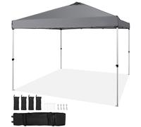 VEVOR Carpa Gazebo Emergente 304,8x304,8 cm Toldo para Cenador Tela Recubierta de Plata PU 250D Marco de Acero al Carbono con Bolsa con Ruedas 4 Sacos de Arena para Exterior, Jardín, Camping, Gris