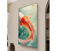 Carpa Koi Diamond Painting Grande 100x50cm, Kit Manualidades Adultos 5D Diamond Art, Pintura de Diamante Animal Manualidades Adultos, DIY Cuadro de Diamantes Punto de Cruz para Decoración Hogar 0R-849