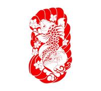 Carpa Koi Japón Peces Japoneses Asiáticos ación Calcomanías de pared de PVC 45x78.5cm Decoración artística Rosa roja