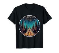 Carpa Nocturna Camping Space Stars Cosmic Campfire Camiseta