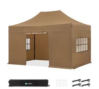 Carpa para fiestas - 3 × 4,5 m - Carpa Premium Easy-Up | Set con paredes laterales - Beige