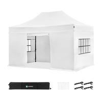 Carpa para fiestas - 3 × 4,5 m - Carpa Premium Easy-Up | Set con paredes laterales - Blanco