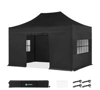 Carpa para fiestas - 3 × 4,5 m - Carpa Premium Easy-Up | Set con paredes laterales - Negro