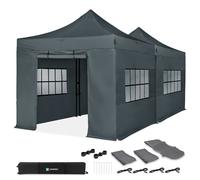 Carpa para Fiestas - 6 × 3 m - Carpa Premium Easy-Up | Set incl. 2 Carpas, Paredes Laterales y Kit de Conexión - Gris