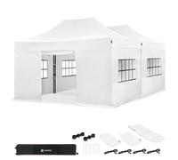 Carpa para fiestas - 6 × 4,5 m - Carpa Premium Easy-Up | Set con 2 carpas, paredes laterales y kit de conexión - Blanco