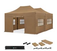 Carpa para fiestas - 6 × 4,5 m - Carpa Premium Easy-Up | Set con 2 carpas, paredes laterales y kit de conexión - Beige