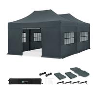 Carpa para fiestas - 6 × 4,5 m - Carpa Premium Easy-Up | Set con 2 carpas, paredes laterales y kit de conexión - Gris