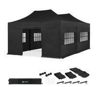 Carpa para fiestas - 6 × 4,5 m - Carpa Premium Easy-Up | Set con 2 carpas, paredes laterales y kit de conexión - Negro
