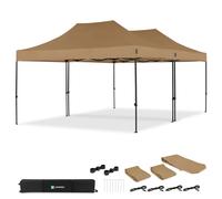 Carpa para fiestas - 6 × 4,5 m - Carpa Premium Easy-Up | Set con 2 carpas y 1 kit de conexión - Beige