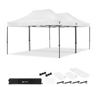 Carpa para fiestas - 6 × 4,5 m - Carpa Premium Easy-Up | Set con 2 carpas y kit de conexión - Blanco