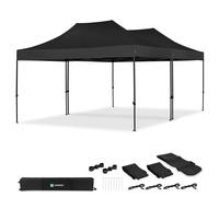 Carpa para fiestas - 6 × 4,5 m - Carpa Premium Easy-Up | Set con 2 carpas y kit de conexión - Negro