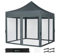 Carpa para Fiestas Pop-Up - 3x3 m | Set incl. Mosquitera Paredes Laterales - Gris