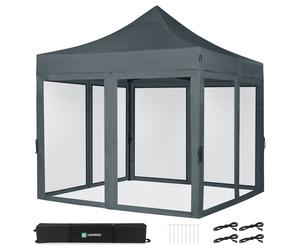 Carpa para Fiestas Pop-Up - 3x3 m | Set incl. Mosquitera Paredes Laterales - Gris