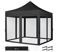 Carpa para Fiestas Pop-Up - 3x3 m | Set incl. Mosquitera Paredes Laterales - Negro