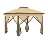 Carpa plegable 3,3x3,3 m cenador de jardín ajustable en 3 niveles, techo, 4 mosquiteras extraíbles y bolsa de transporte anti-UV, gazebo para exteriores, fiestas