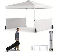 Carpa Plegable 300 cm con 2 Medias Cortinas , Bolsa Rodante, 8 Estacas, 4 Anclajes, de Viento, 4 Sacos de Arena y Techo Ventilado
