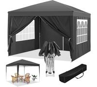 Carpa Plegable Impermeable De 3x3 Metros con 4 Paredes Laterales Desmontables, Fácil De Montar por Una Persona, Ideal para Fiestas, Bodas Y Eventos Al Aire Libre. Incluye Bolsa De Transporte.