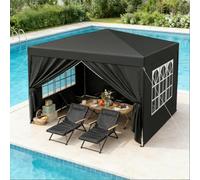 Carpa plegable Oxford de 3 x 3 m, con revestimiento de plata, altura | Marco de metal recubierto resistente al óxido que incluye cuerdas de viento y estacas antideslizantes