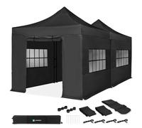 Carpa plegable premium 6x3 m - negra | set con laterales y kit de conexión