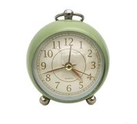 Carpango Reloj despertador, estilo vintage, sin tictac, analógico con luz nocturna, reloj silencioso para mesita de noche, decoración de escritorio y dormitorio (verde)