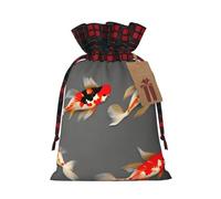 Carpas koi tradicionales con lunares, 1 bolsa de Navidad con cordón de 8.3 x 11.8 pulgadas, bolsa robusta para regalos y artículos esenciales de uso diario