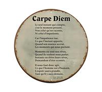 Carpe Diem - Cartel de metal redondo con impresión de poema en forma de círculo de estaño, estilo vintage, para casa, bar, jardín, pared, póster de metal, 20,3 x 20,3 cm