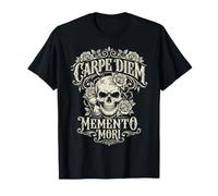 Carpe Diem Memento Mori Skull Roses Gothic Camiseta