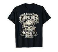 Carpe Diem Memento Mori Skull Roses Gothic Camiseta gráfica económica