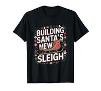 Carpenter Building, el Nuevo Trineo de Papá Noel, Carpenter navideño Camiseta gráfica económica, Hombre, Negro, S