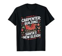 Carpenter Building, el Nuevo Trineo de Papá Noel, Carpenter navideño Camiseta gráfica económica, Hombre, Negro, S