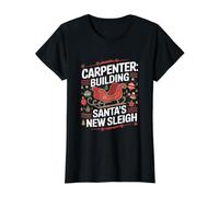 Carpenter Building, el Nuevo Trineo de Papá Noel, Carpenter navideño Camiseta gráfica económica, Mujer, Negro, S