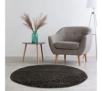 carpet city Alfombra de salón, de Pelo Largo y Antracita, decoración para Dormitorio, Suave, Shaggy con Flecos, patrón de Color Liso, Öko-Tex 100, Apto para alérgicos estándar, 120 cm x 120 cm