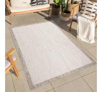 carpet city Alfombra exterior resistente a la intemperie - Beige - 140 x 200 cm - cenefa - Alfombra para balcón impermeable - Alfombras para interior y exterior para terraza, jardín, cocina, baño o