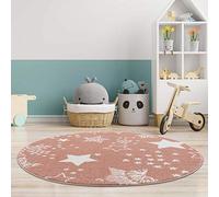 carpet city Alfombra Infantil con Estrellas y Cielo Estrellado, 120 cm, Redonda, Color Rosa